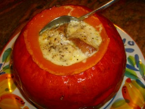 soup in pumpkin