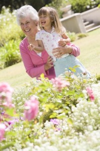 grandmother grandaughter in garden