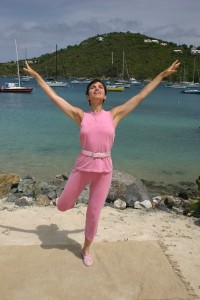 Mirabi in pink work outfit