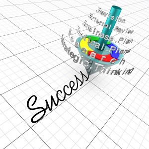 spinning pin writing word success