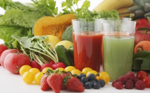 fruits and glasses of juice