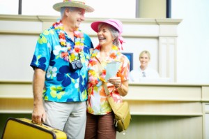 mature couple traveling