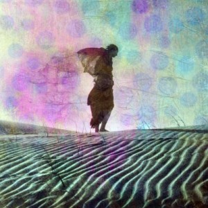 water color of woman in desert
