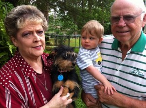 Grandson with great grandparents