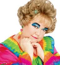 clownish looking woman