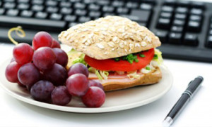 plate with sandwich and fruit