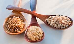 wooden spoons with Quinoa