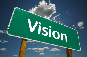 road sign with word vision