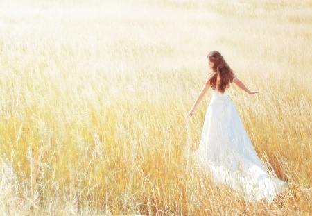 bride in field