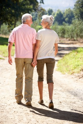 mature couple walking