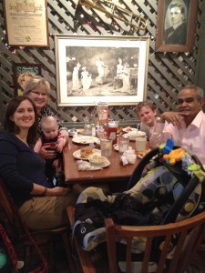 Lori Kempton at dinner with family