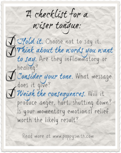 image of a check list for a wise tongue