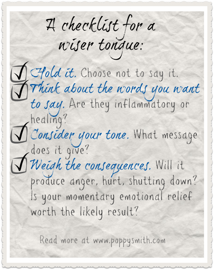 image of a check list for a wise tongue