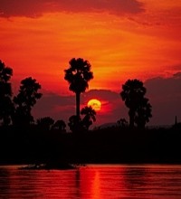 sunset on a river in Africa
