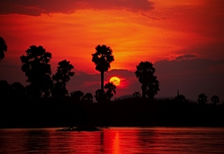 sunset on a river in Africa