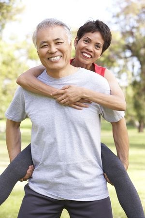 senior couple working out