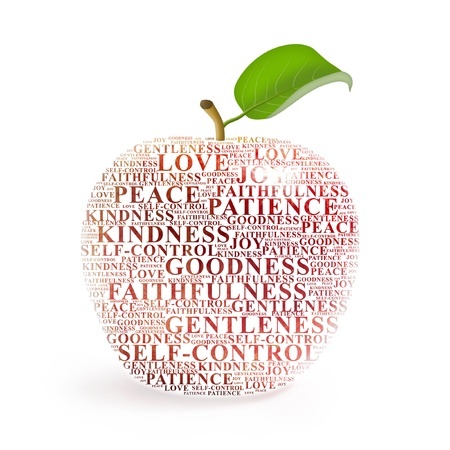 an image of an apple with fruit of the spirit