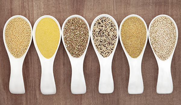 whole grains in measuring cups