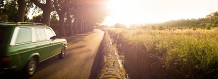 car on country road