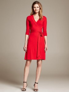 red wrap dress