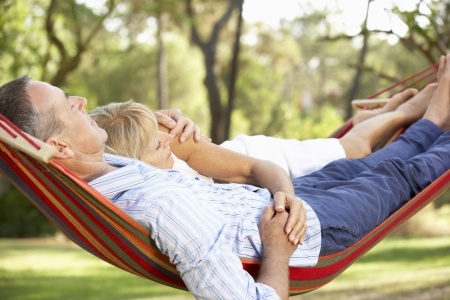 mature couple on hammock together