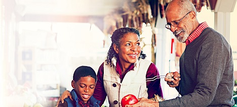 a couple with young boy shopping