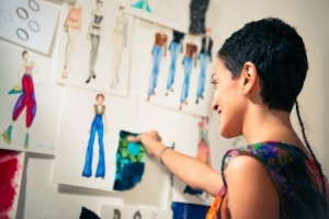woman looking at fashion board