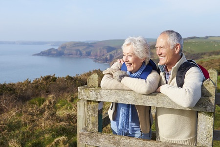 Mature Couple looking at wilderness