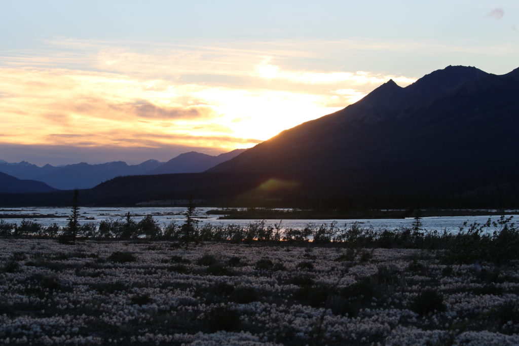 Sunset over the Alsek River, Kluane National Park, Yukon Territory, Canada