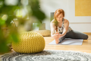 Woman exercising at home